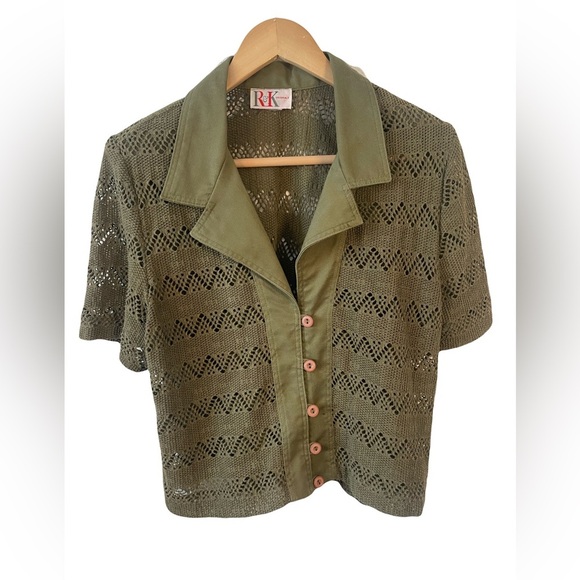 R&K Tops - Vintage R&K Originals Cropped Crochet Blouse